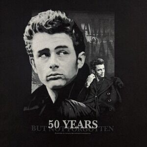 James Dean 50 Years Shirt Mens 2XL Black Graphic Anniversary Not Forgotten